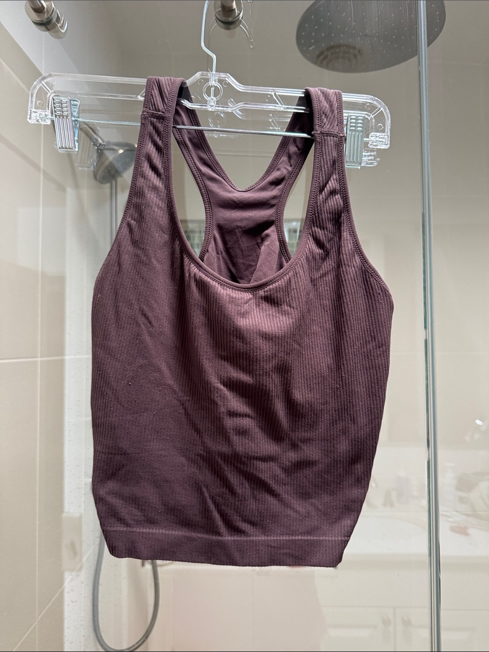 CALIA by Carrie Underwood Plum Ribbed Racerback Cropped Tank